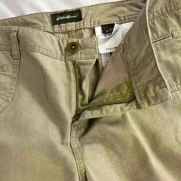 Eddie Bauer Womens Size 6 Tan Khaki Capri Wide Leg Pants Embroidered Accents - Picture 10 of 16